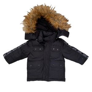 🌴 3/$25 DKNY Logo Puffer with Faux Fur Lined Removable Hood *FLAWED*